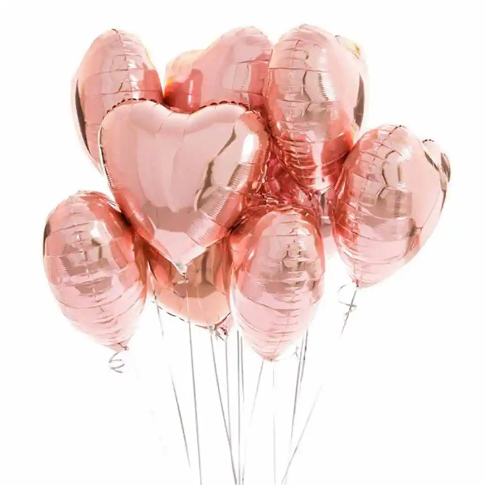 Heart Shape Foil Balloons – 18 Inch Party Decorations (10 Pack)
