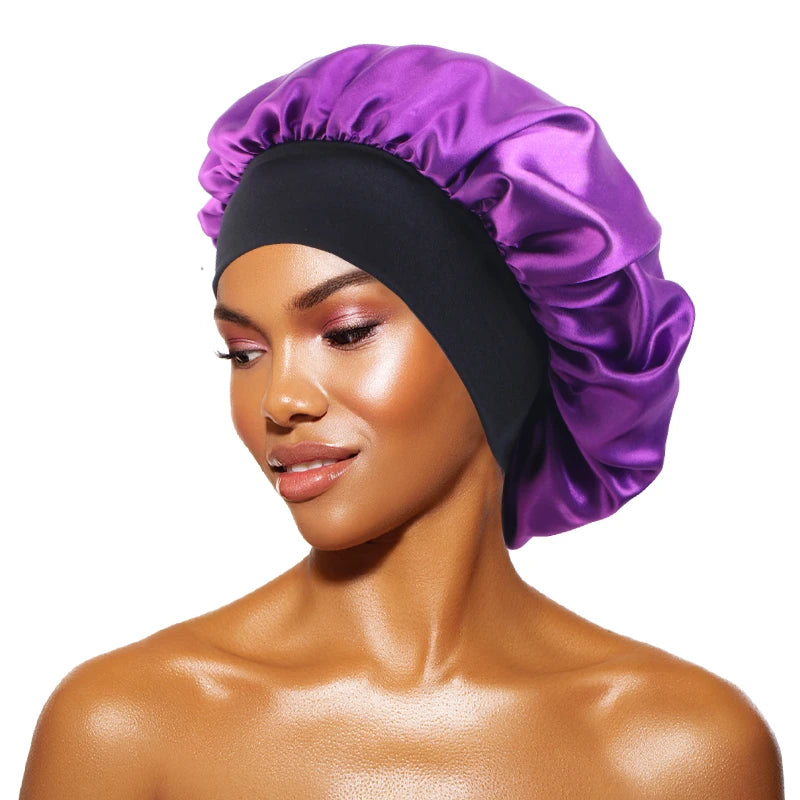 Satin Sleep Bonnet — Wide Brim Hair Care Cap for Women & Men (One Size)
