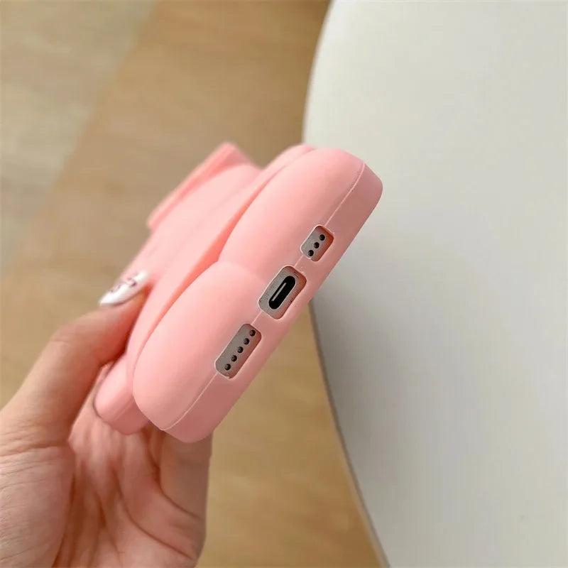 Sanrio Hello Kitty 3D Bow Phone Case – Cute Y2K Silicone Cover for iPhone 11–17 Pro Max