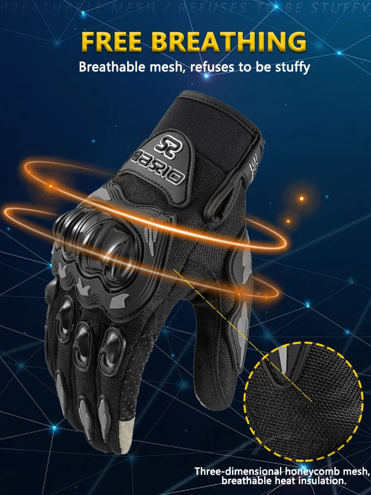 Full Finger Motorcycle Gloves – Touch Screen, Non-Slip & Breathable