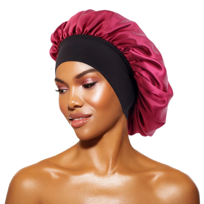 Satin Sleep Bonnet — Wide Brim Hair Care Cap for Women & Men (One Size)