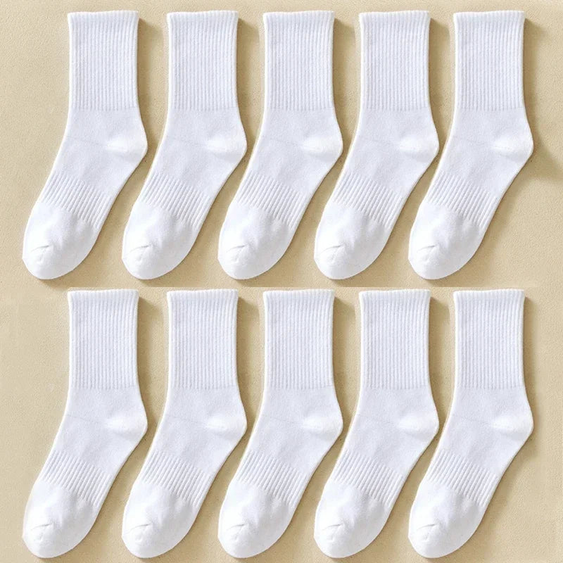 Men's Cotton Sports Socks | Soft Breathable Crew Socks for Everyday & Athletic Wear | Black & White