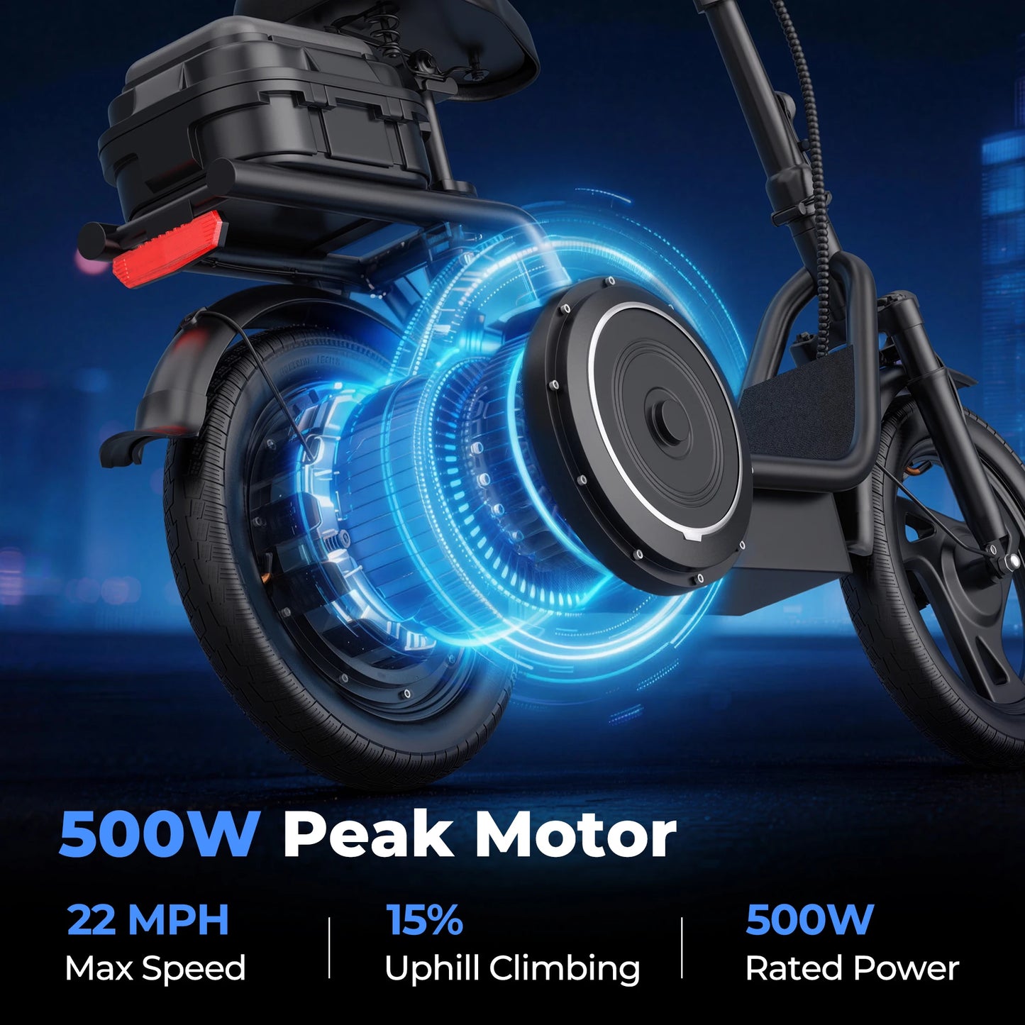 Folding Electric Scooter 500W — 48V 10.4AH Commuter Scooter with Seat & 27-Mile Range