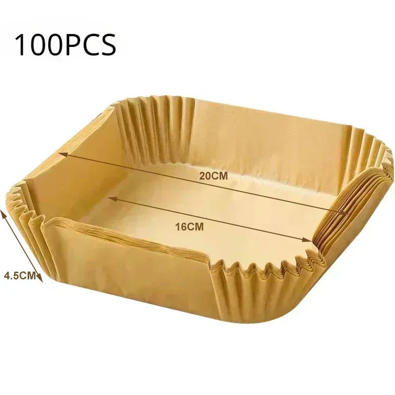 Air Fryer Disposable Paper Liners – Square & Round Non-Stick Baking Parchment Mats