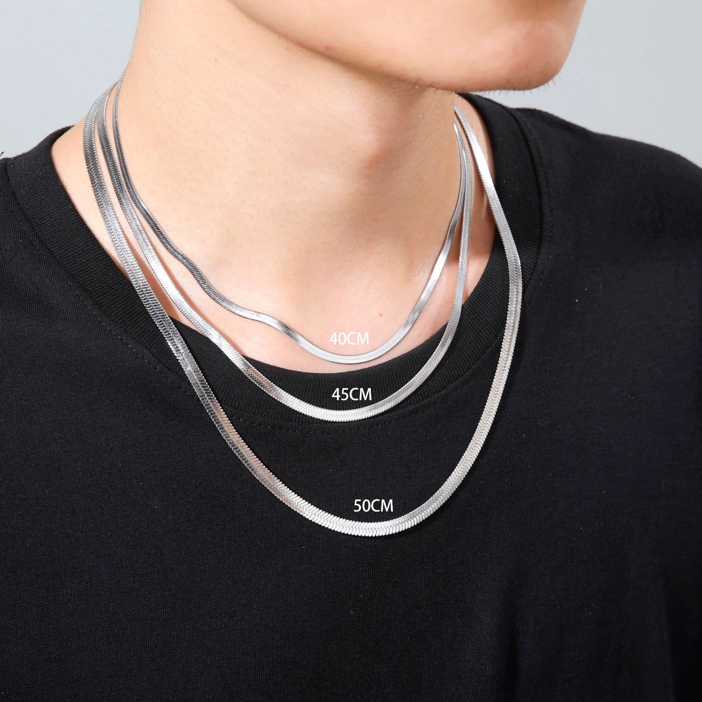 Stainless Steel Snake Chain Necklace | Gold & Silver Herringbone Choker for Women & Men