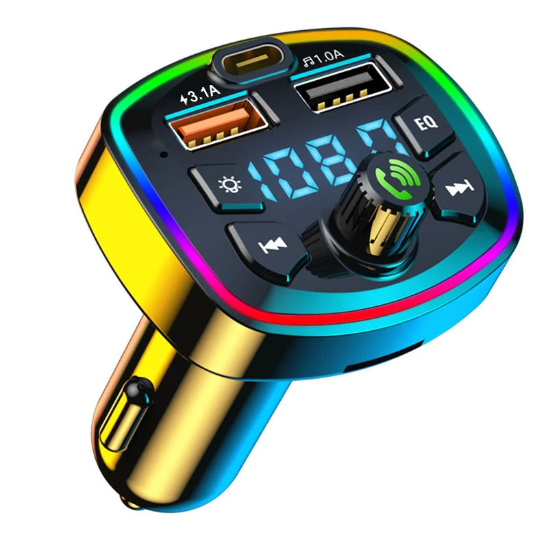 Car Bluetooth 5.0 FM Transmitter – Wireless Adapter, MP3 Player & Dual USB Fast Charger