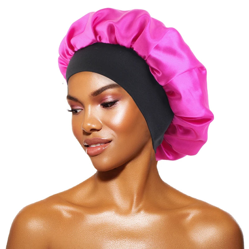Satin Sleep Bonnet — Wide Brim Hair Care Cap for Women & Men (One Size)
