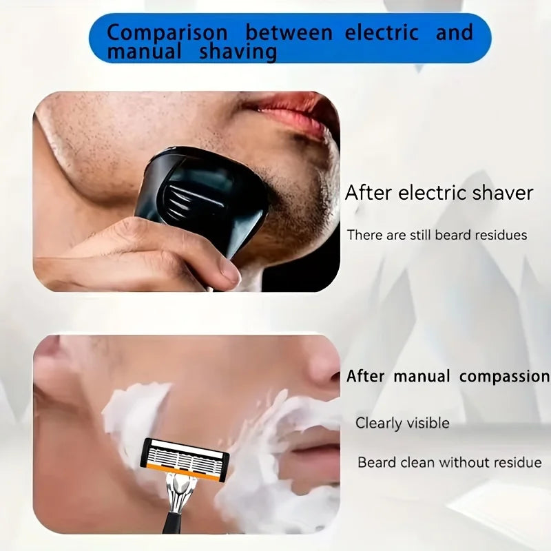 6-Layer Safety Razor Set for Men – Stainless Steel Shaver with Changeable Blade Head
