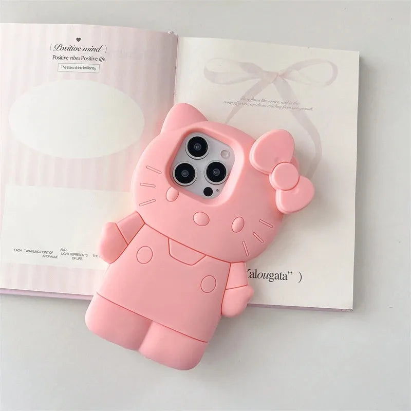 Sanrio Hello Kitty 3D Bow Phone Case – Cute Y2K Silicone Cover for iPhone 11–17 Pro Max