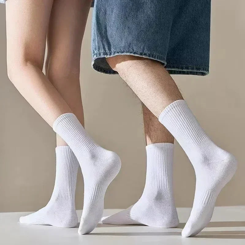 Men's Cotton Sports Socks | Soft Breathable Crew Socks for Everyday & Athletic Wear | Black & White