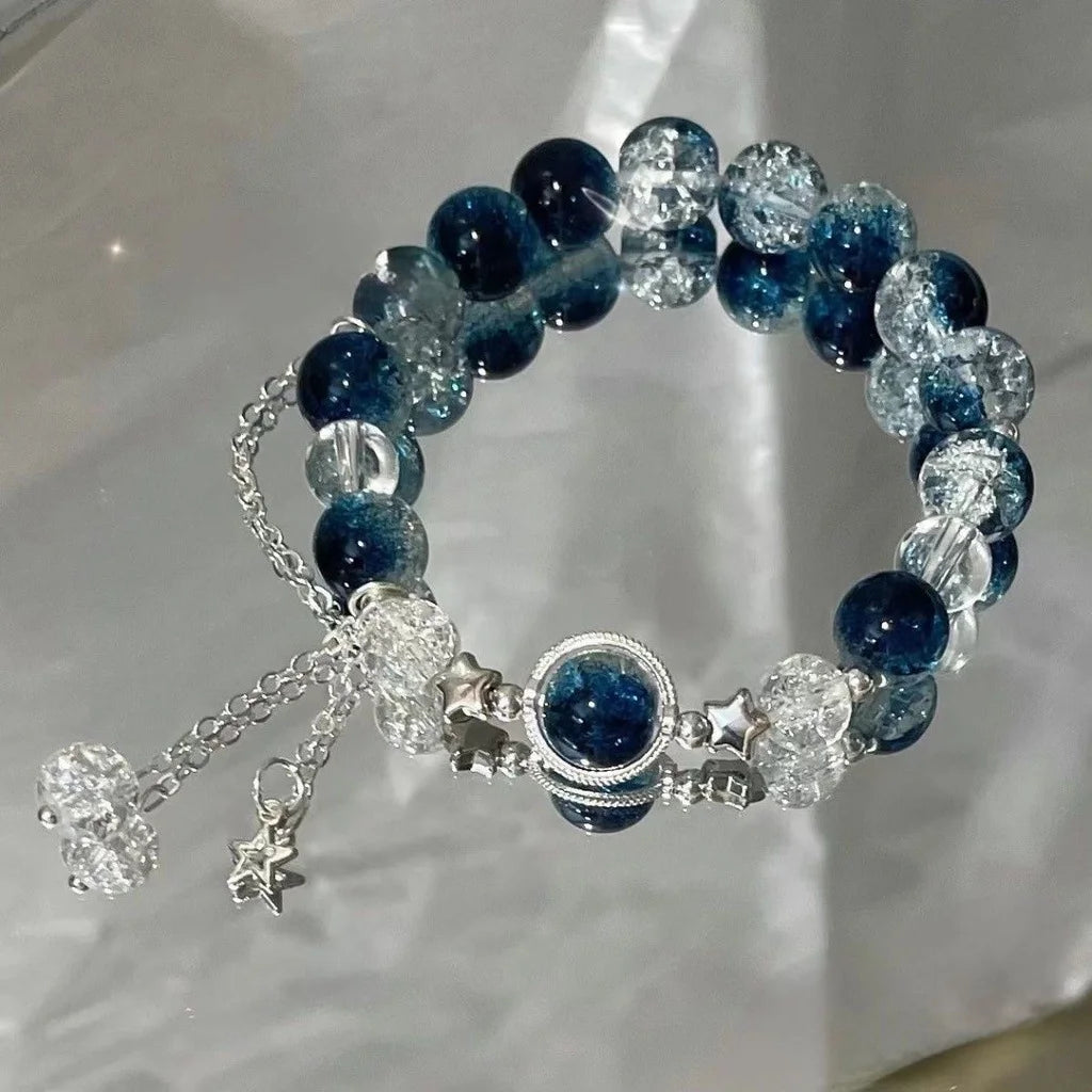 Crystal Beads Charm Bracelet – Korean Style Jewelry Gift for Women & Girls