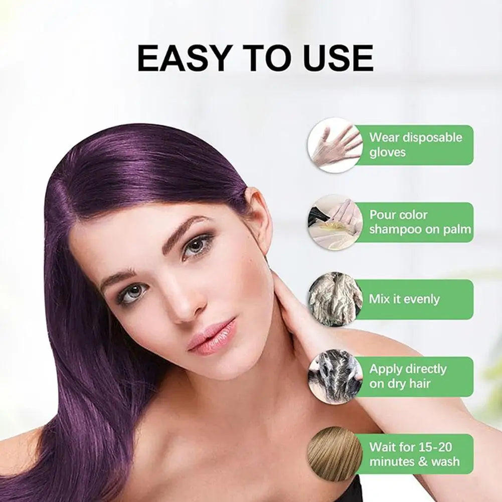 Natural Hair Dye Shampoo for Gray Hair – Black, Brown & Purple 200ml
