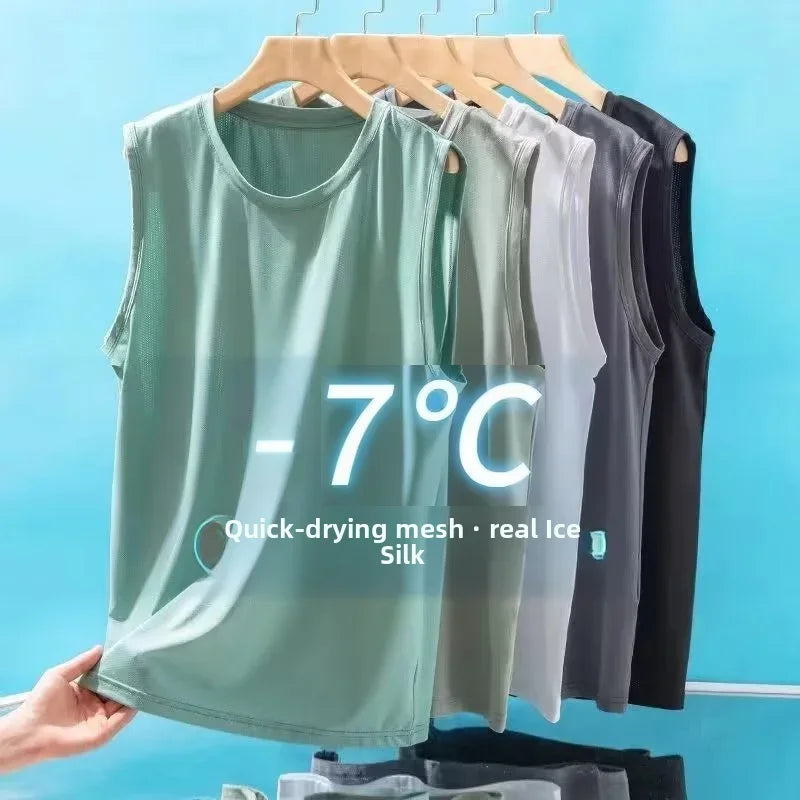 Men's Ice Silk Mesh Tank Top – Lightweight Breathable Summer Vest