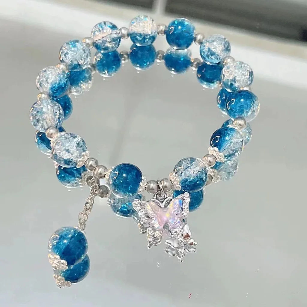 Crystal Beads Charm Bracelet – Korean Style Jewelry Gift for Women & Girls