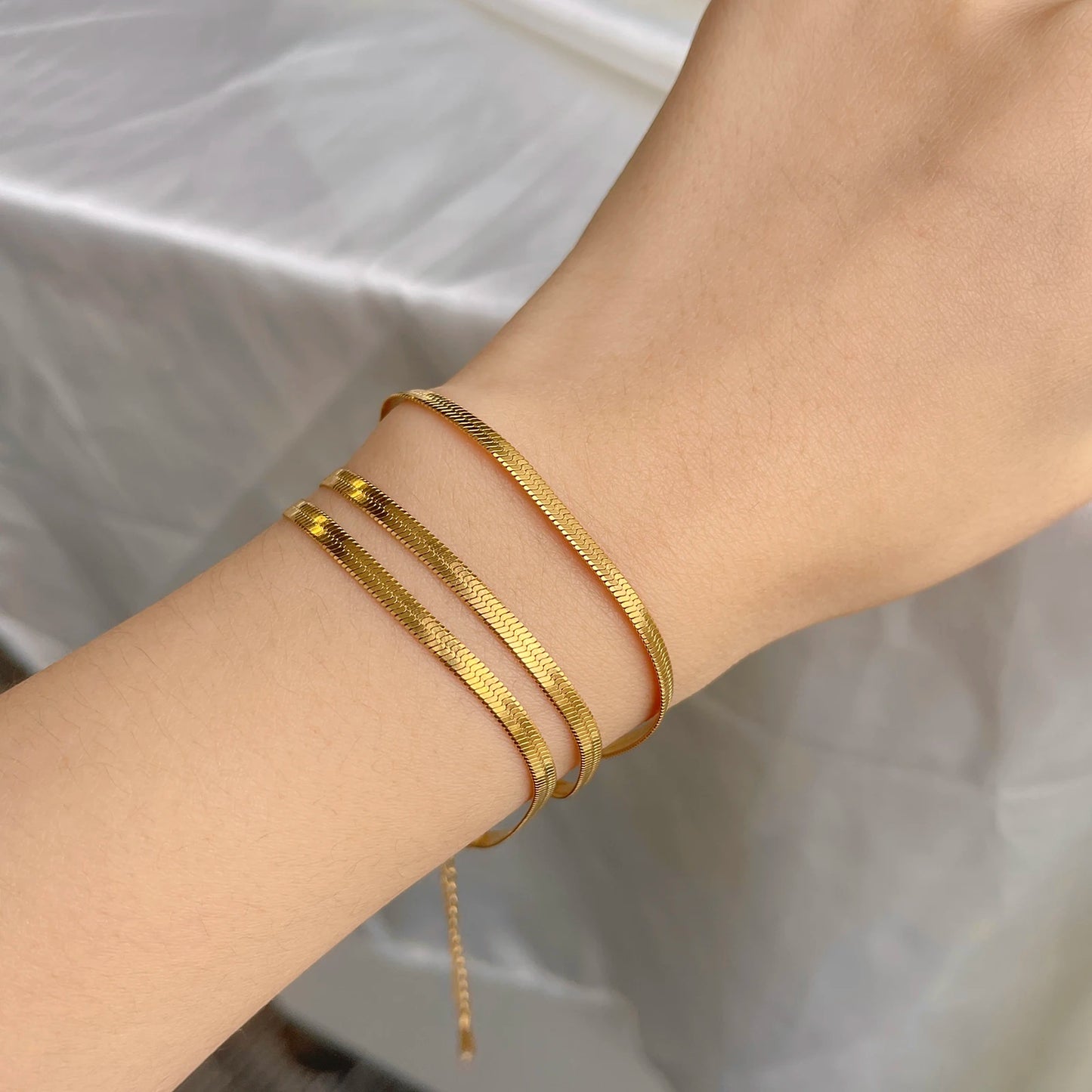 Stainless Steel Snake Chain Necklace | Gold & Silver Herringbone Choker for Women & Men