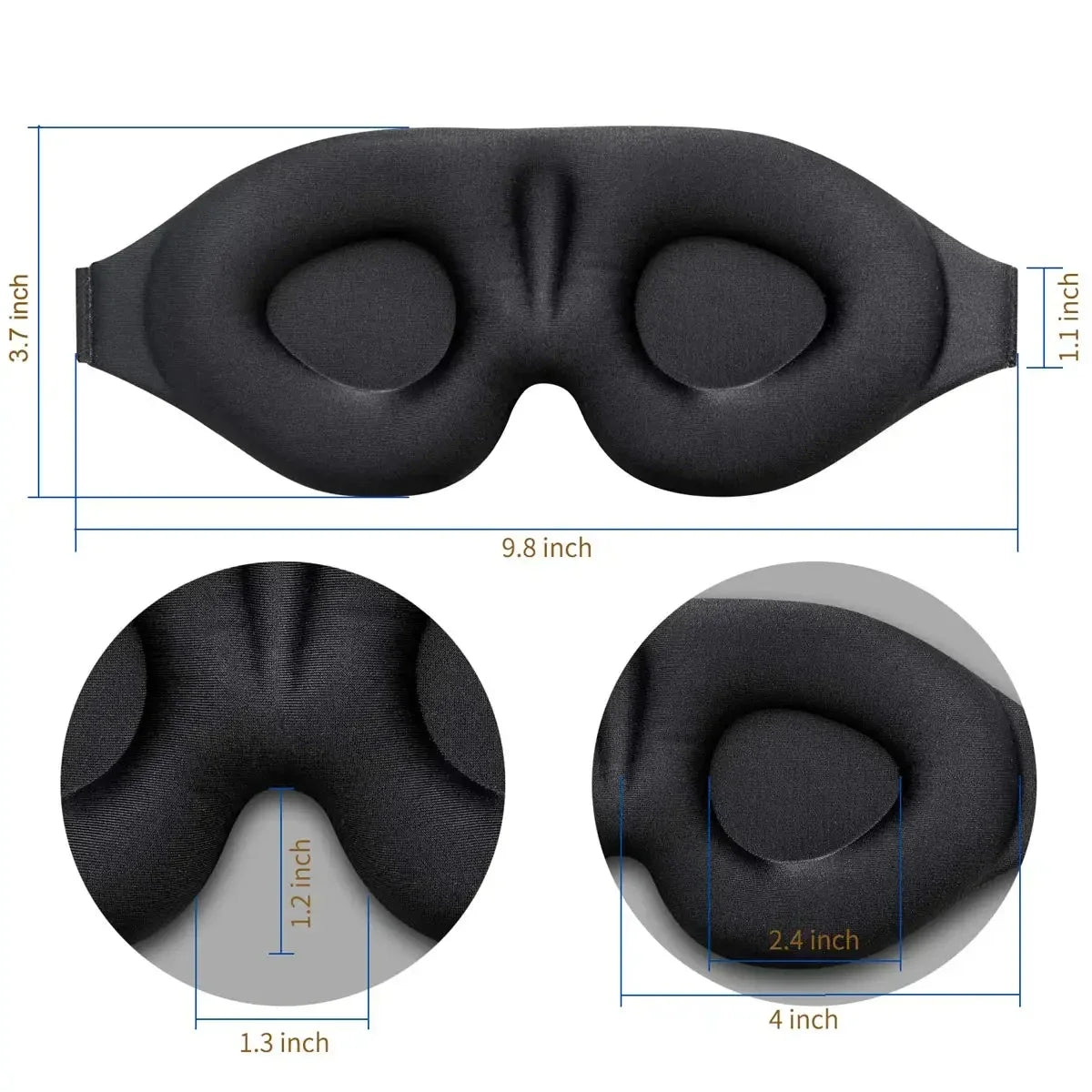 3D Sleep Mask – Contoured Cup Blindfold | Block Out Light for Women & Men