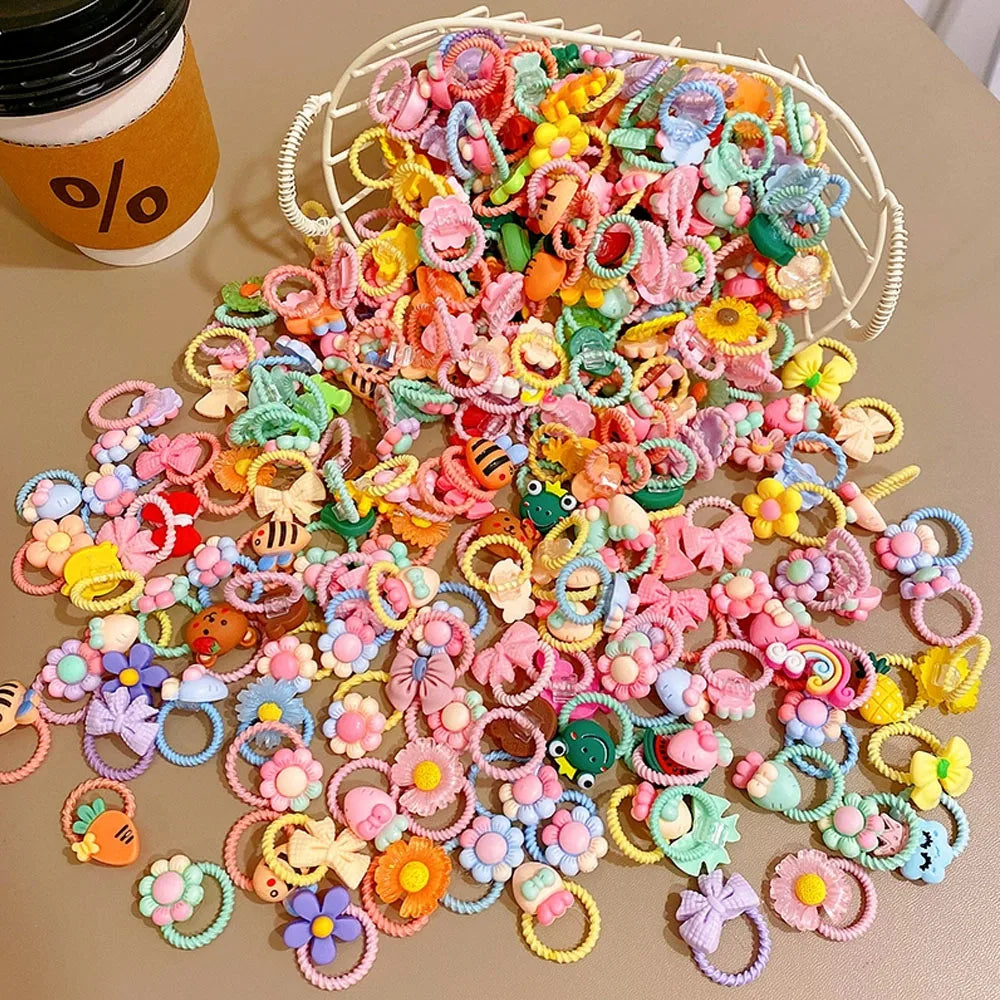Cartoon Hair Ties for Girls – Cute Animal & Fruit Elastic Hair Bands