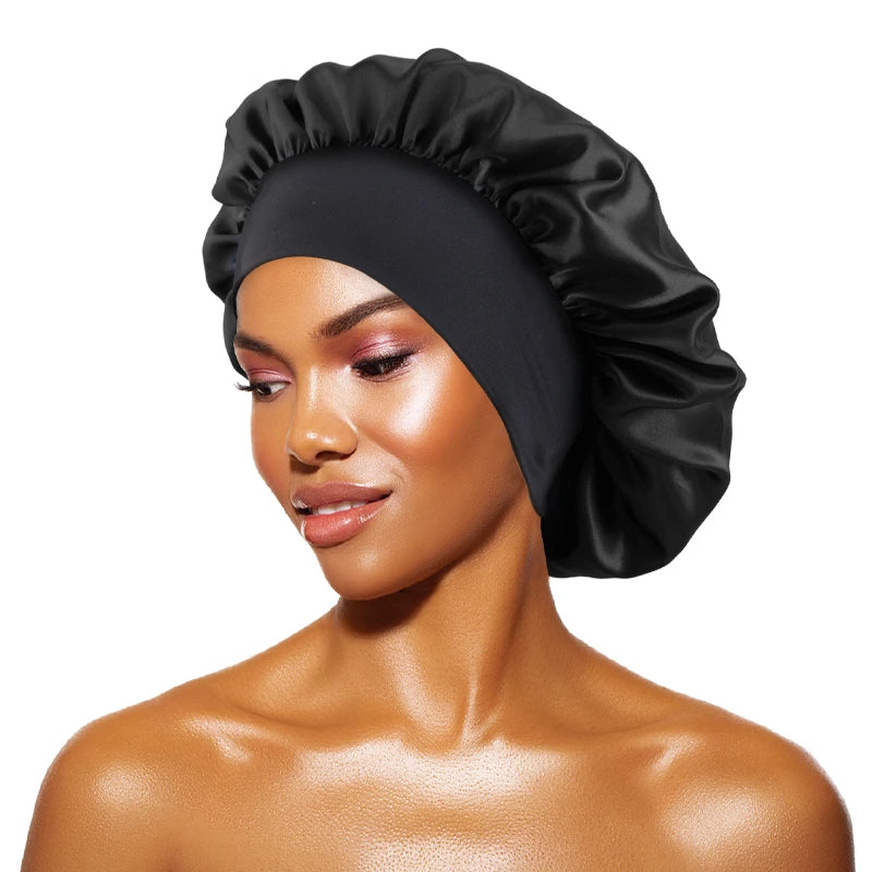 Satin Sleep Bonnet — Wide Brim Hair Care Cap for Women & Men (One Size)