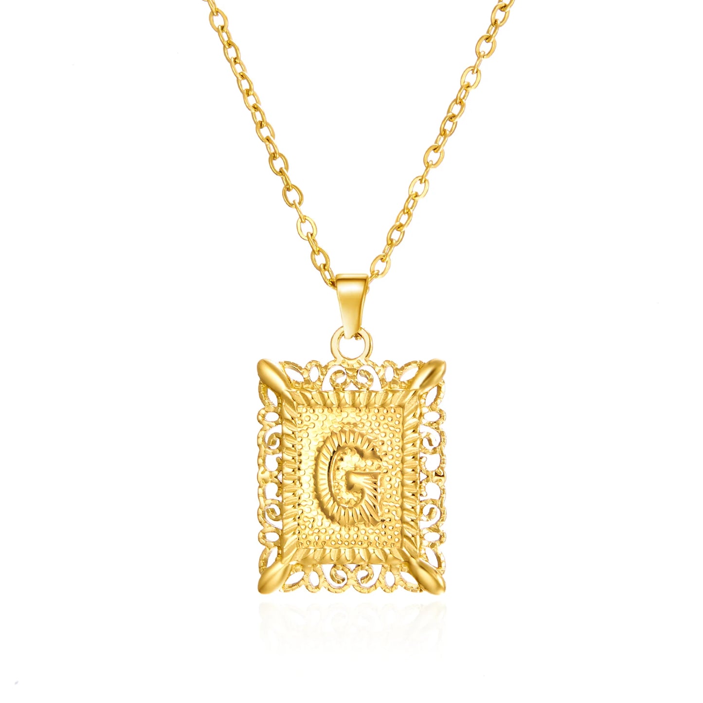 Gold Initial Letter Pendant Necklace – Stainless Steel Couple Jewelry