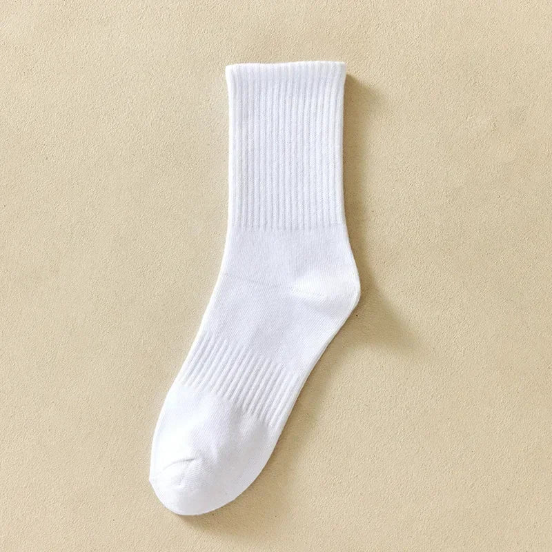 Men's Cotton Sports Socks | Soft Breathable Crew Socks for Everyday & Athletic Wear | Black & White
