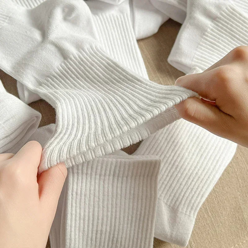 Men's Cotton Sports Socks | Soft Breathable Crew Socks for Everyday & Athletic Wear | Black & White