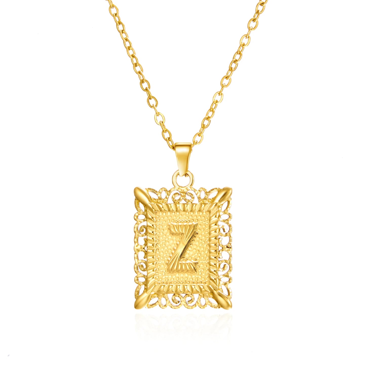 Gold Initial Letter Pendant Necklace – Stainless Steel Couple Jewelry