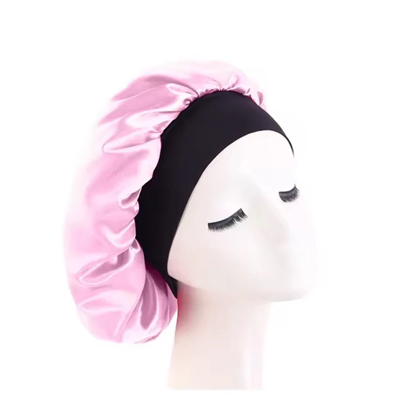 Satin Sleep Bonnet — Wide Brim Hair Care Cap for Women & Men (One Size)