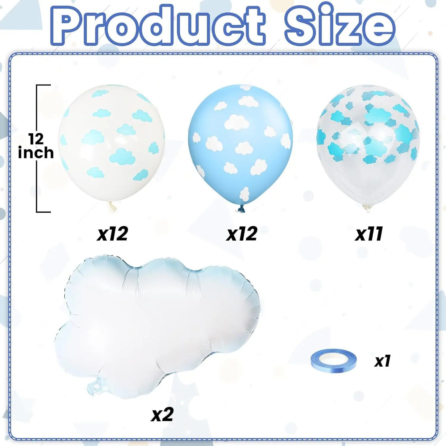 38 Pcs 12 inch White Blue Transparent Cloud Printed Latex Balloons Aluminum Foil Balloon birthday baby shower Party Decoration