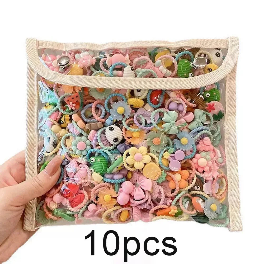 Cartoon Hair Ties for Girls – Cute Animal & Fruit Elastic Hair Bands