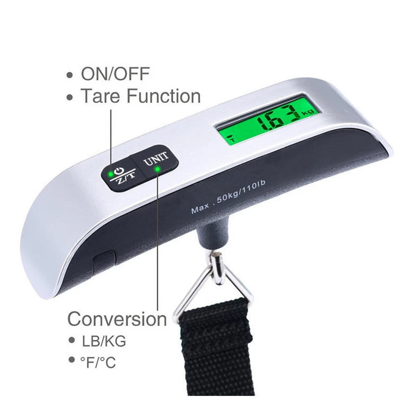 Digital Luggage Scale — LCD Display, 110lb/50kg Capacity (2 Styles)