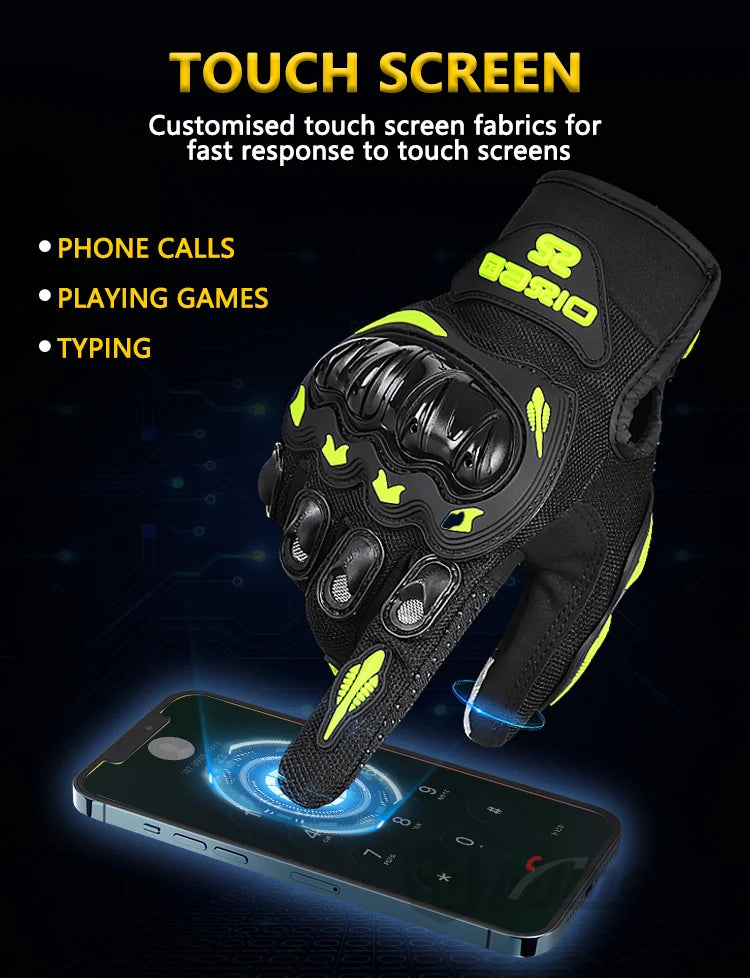 Full Finger Motorcycle Gloves – Touch Screen, Non-Slip & Breathable