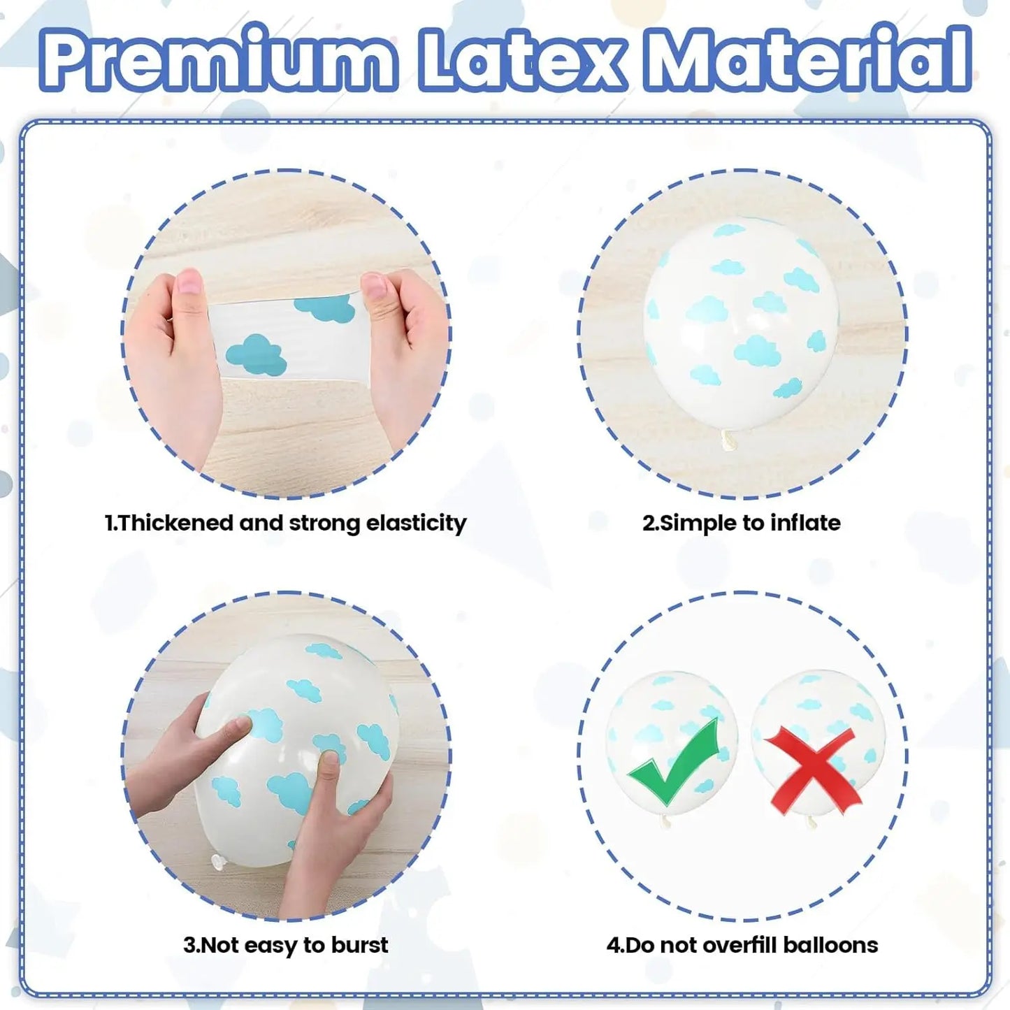 38 Pcs 12 inch White Blue Transparent Cloud Printed Latex Balloons Aluminum Foil Balloon birthday baby shower Party Decoration