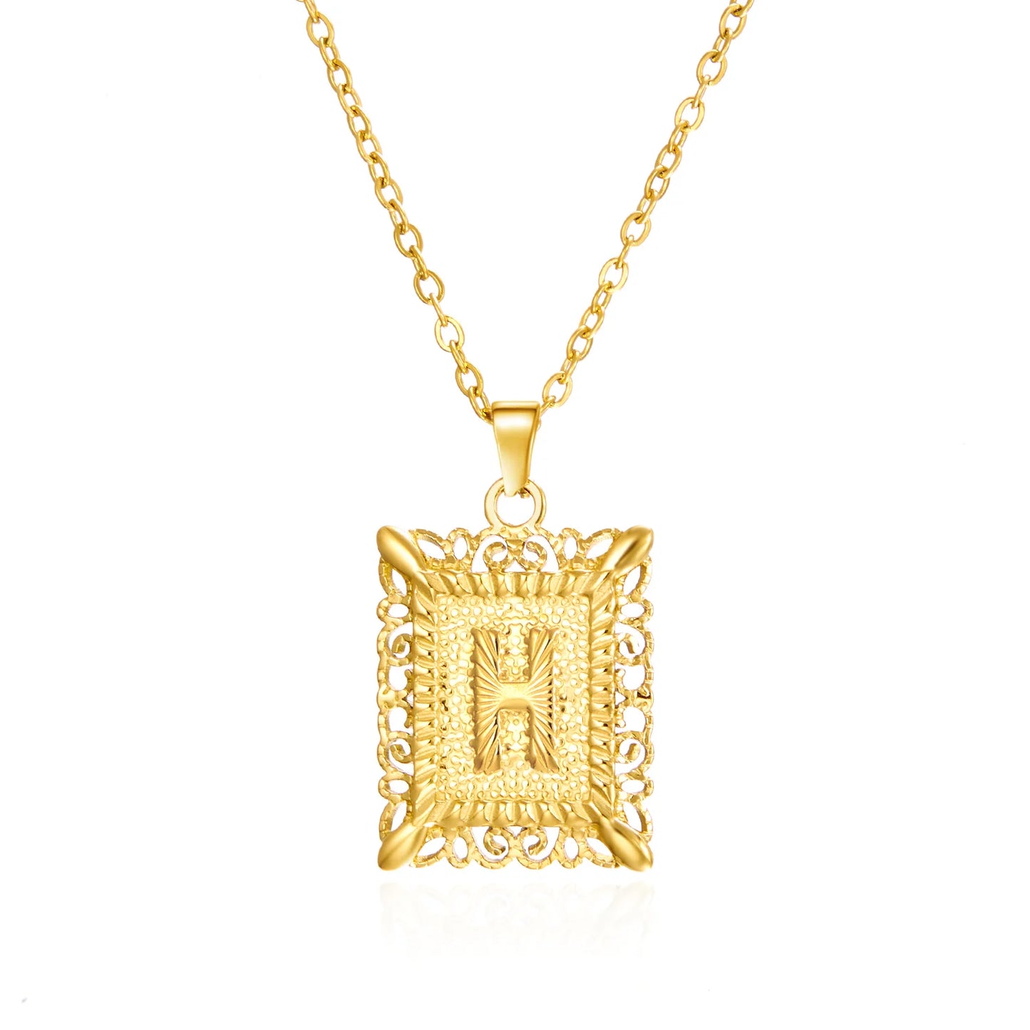 Gold Initial Letter Pendant Necklace – Stainless Steel Couple Jewelry