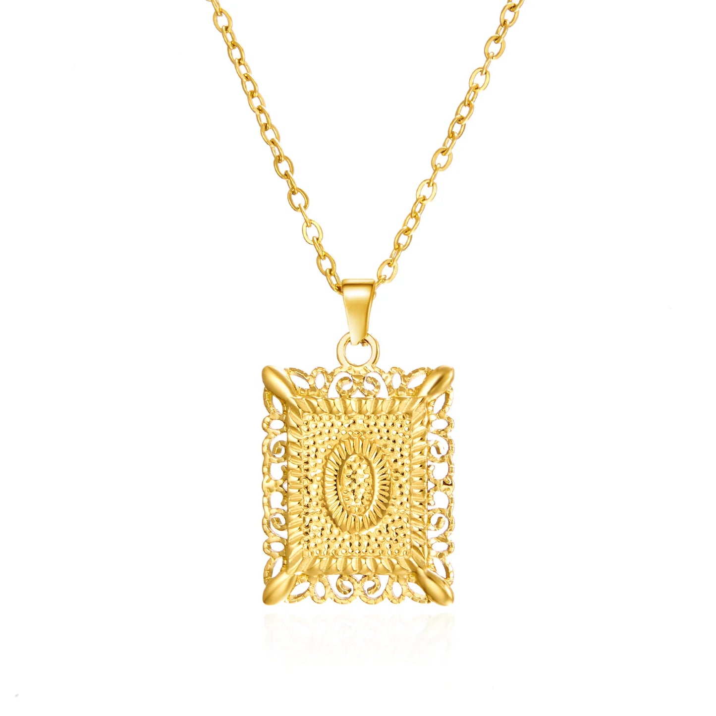 Gold Initial Letter Pendant Necklace – Stainless Steel Couple Jewelry