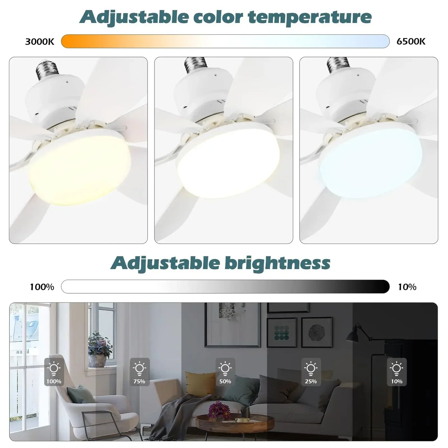 LED Ceiling Fan Light – 40W E27 Dimmable with Remote Control | Modern Style