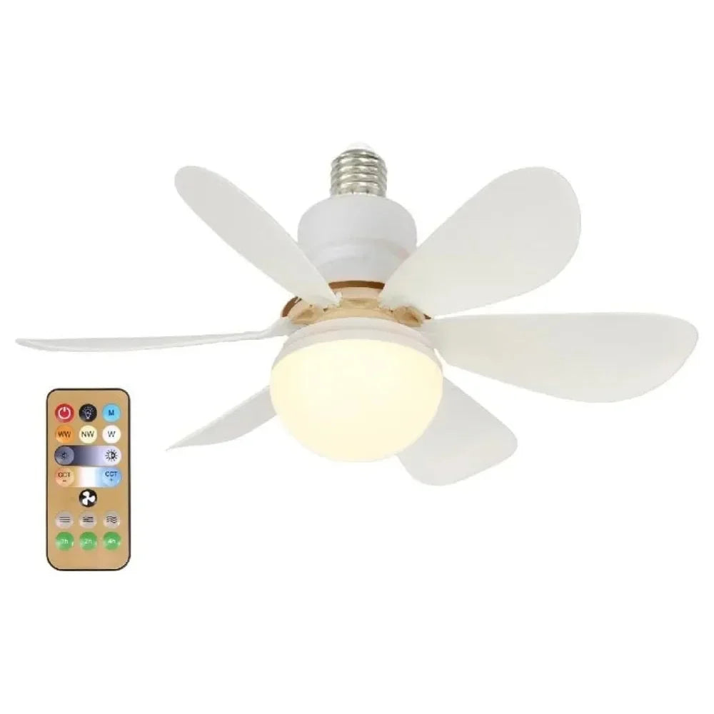 LED Ceiling Fan Light – 40W E27 Dimmable with Remote Control | Modern Style
