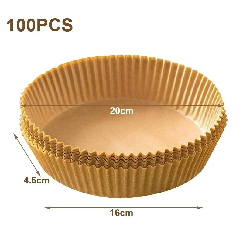 Air Fryer Disposable Paper Liners – Square & Round Non-Stick Baking Parchment Mats