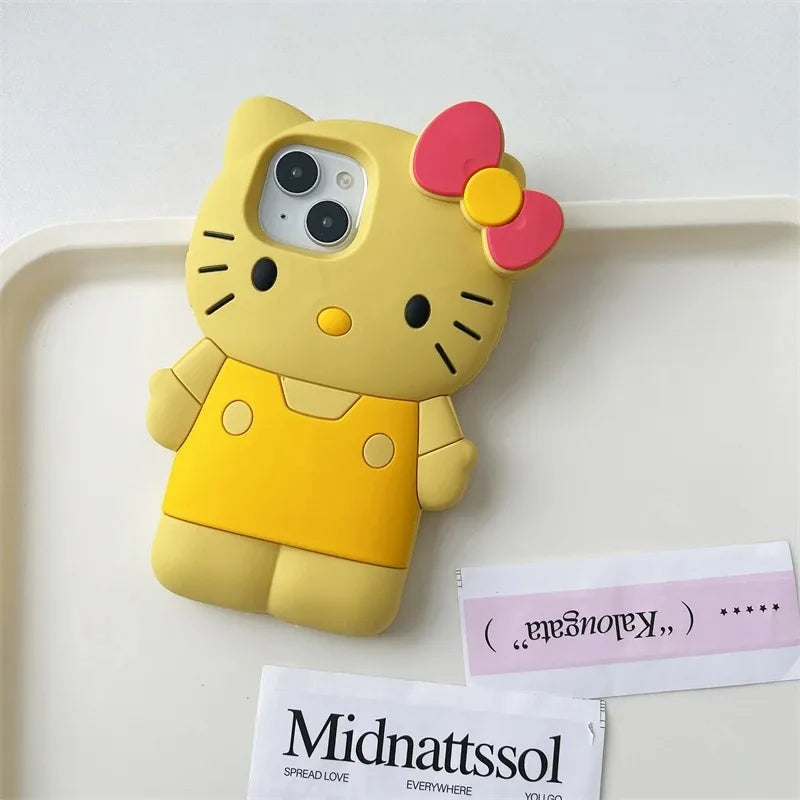 Sanrio Hello Kitty 3D Bow Phone Case – Cute Y2K Silicone Cover for iPhone 11–17 Pro Max