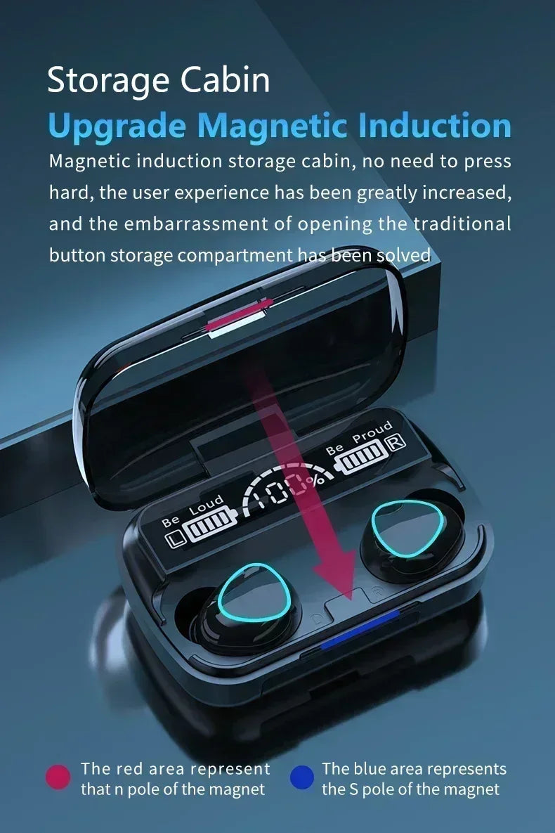 M10 Wireless Bluetooth Earbuds – Waterproof TWS Sport Headset with Noise Cancellation