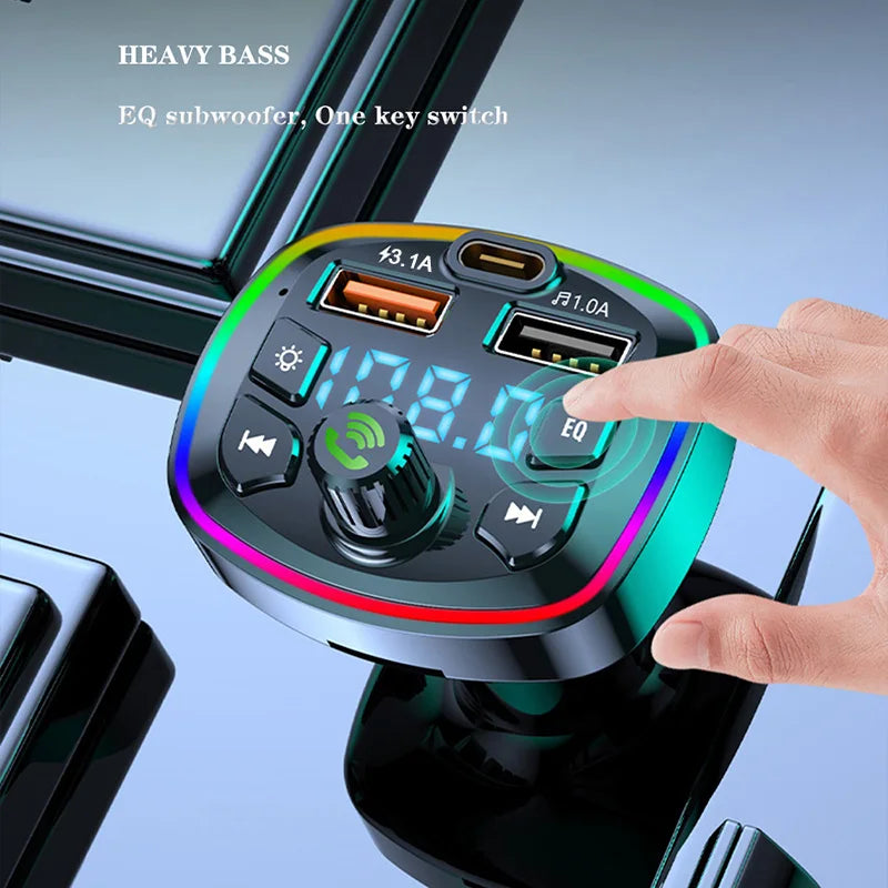 Car Bluetooth 5.0 FM Transmitter – Wireless Adapter, MP3 Player & Dual USB Fast Charger