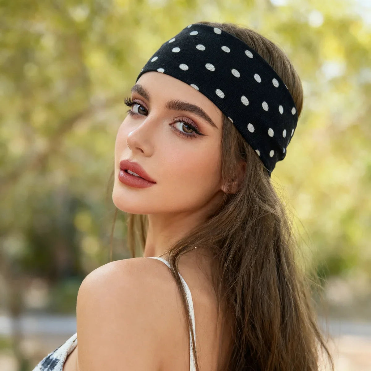 Y2K Retro Boho Wide Headbands – Stretch Dot Hair Accessories for Women | Yoga & Daily Wear