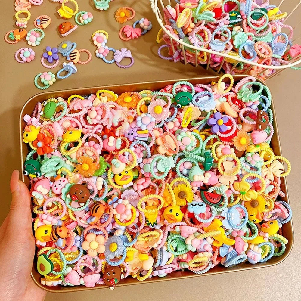 Cartoon Hair Ties for Girls – Cute Animal & Fruit Elastic Hair Bands