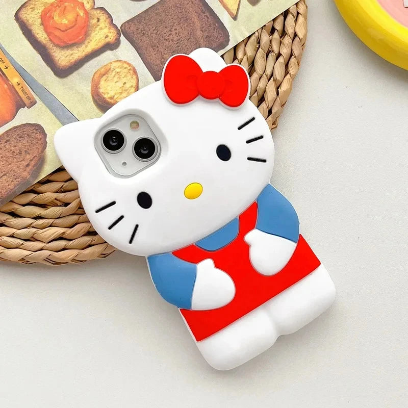 Sanrio Hello Kitty 3D Bow Phone Case – Cute Y2K Silicone Cover for iPhone 11–17 Pro Max