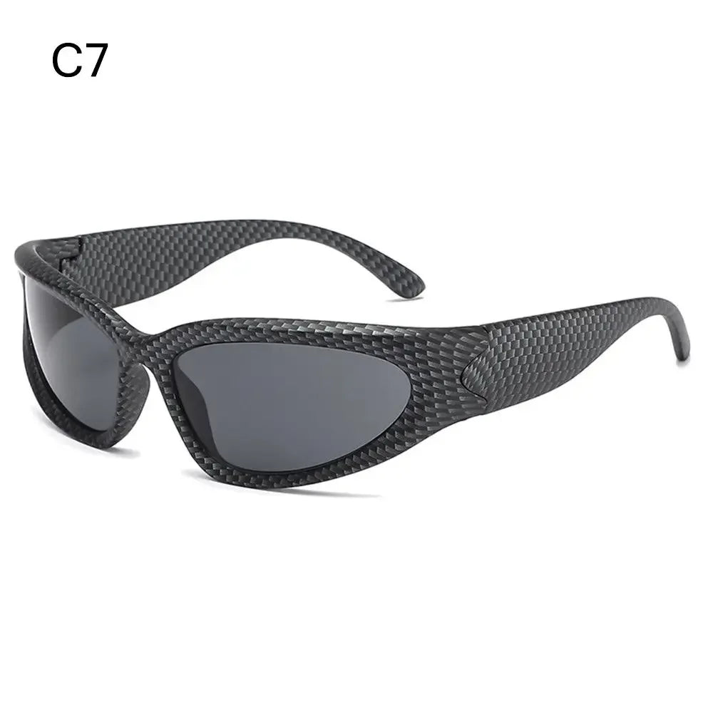 Y2K Rimless Punk Sunglasses — Wrap Around Goggle Shades for Women & Men