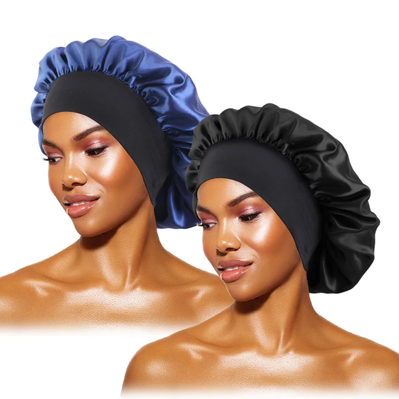 Satin Sleep Bonnet — Wide Brim Hair Care Cap for Women & Men (One Size)