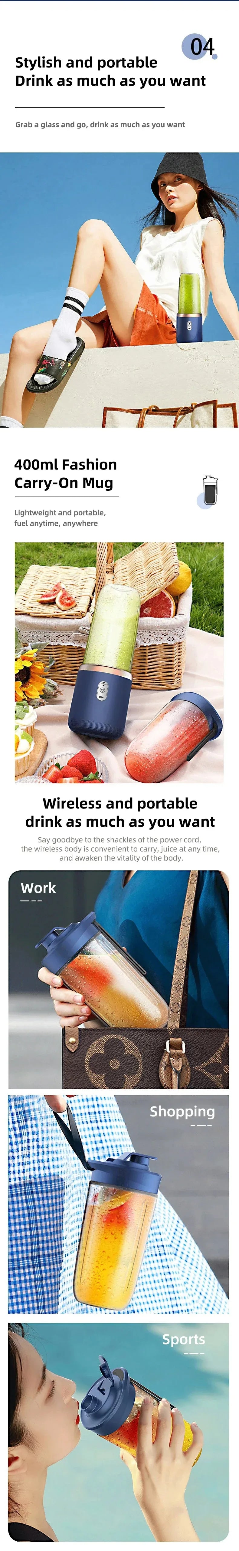 Portable USB Blender – Mini Travel Smoothie & Juicer Cup
