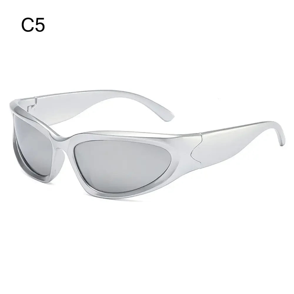 Y2K Rimless Punk Sunglasses — Wrap Around Goggle Shades for Women & Men