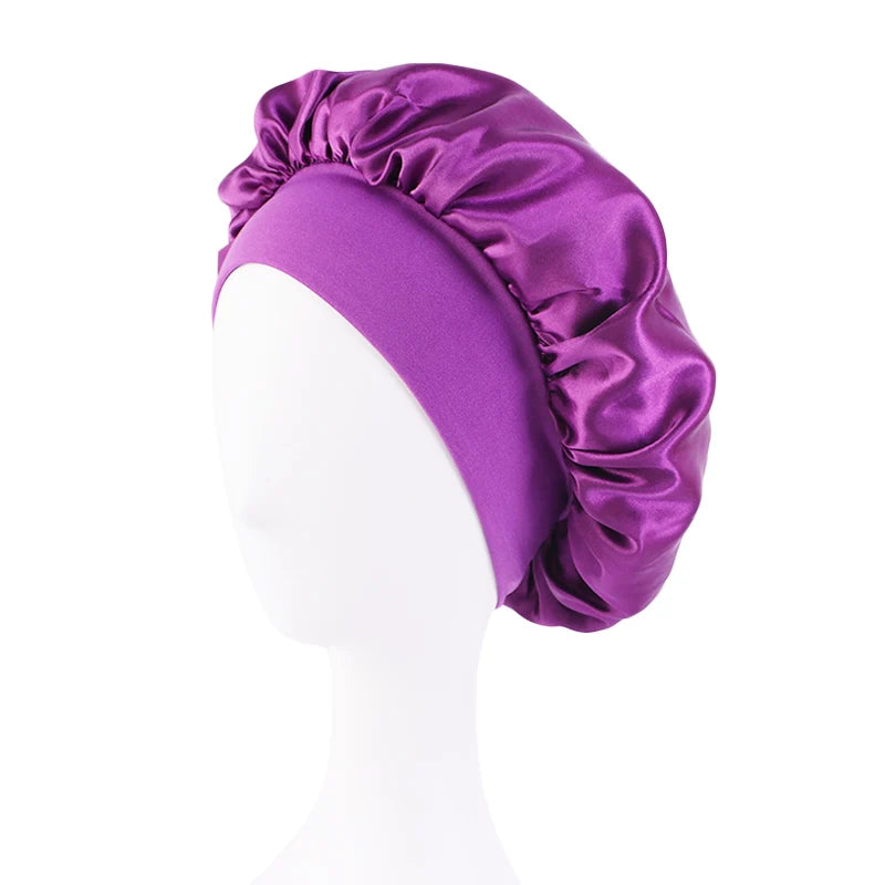 Satin Sleep Bonnet — Wide Brim Hair Care Cap for Women & Men (One Size)