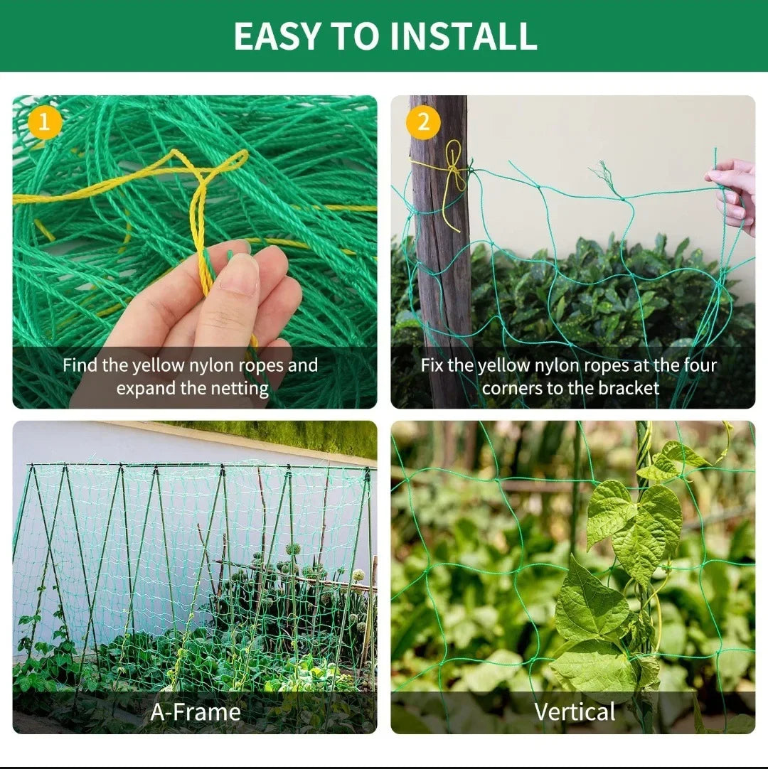 Heavy-Duty Garden Trellis Netting – Polyester Grow Net for Climbing Plants & Vegetables