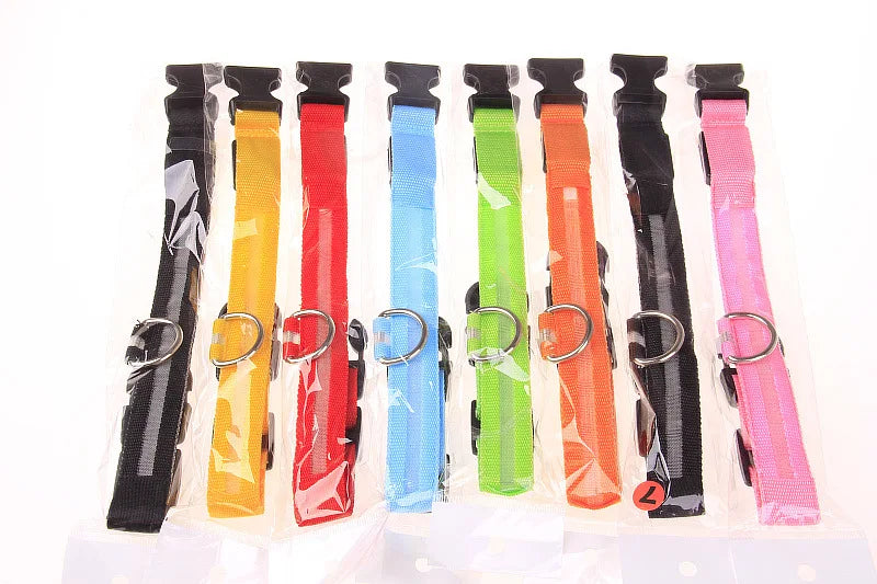 LED Glow-in-the-Dark Dog Leash & Collar – Nylon Safety Flashing Pet Leash